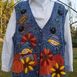 Halloween Fall Vest Bobbie Brooks XL Pumpkins
